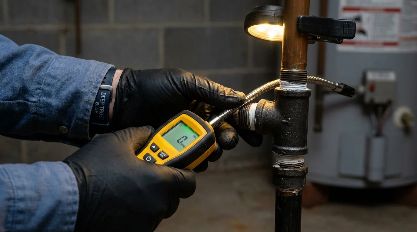 Gas leak detection with electronic sniffer by Johns Plumbing LLC in Norway