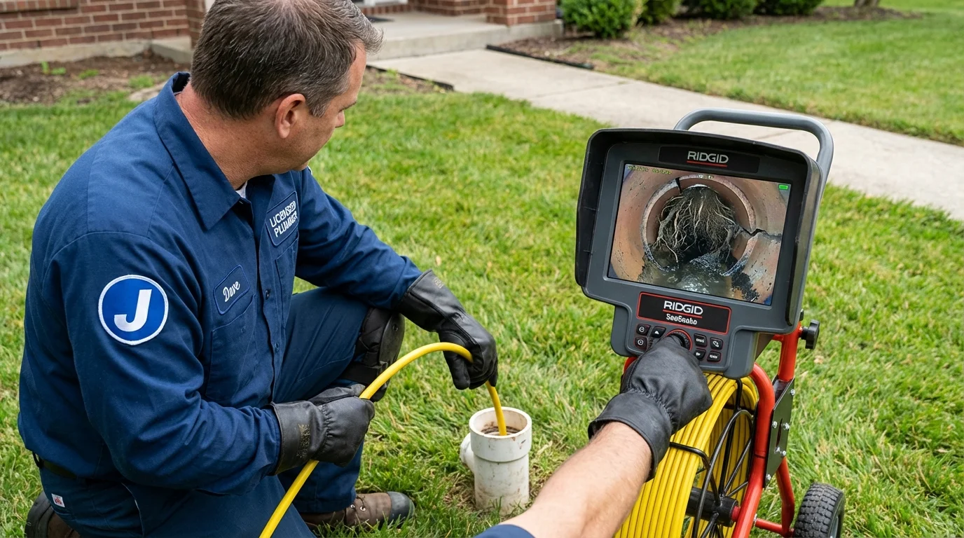 Sewer camera inspection being performed by Johns Plumbing LLC in Norway